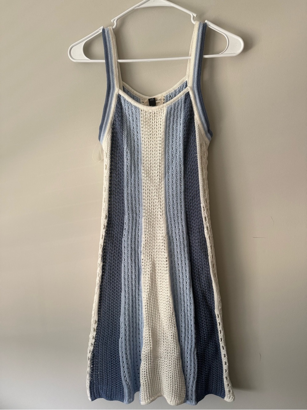 Universal Thread Knit Stripe Midi Dress in Blue and Cream